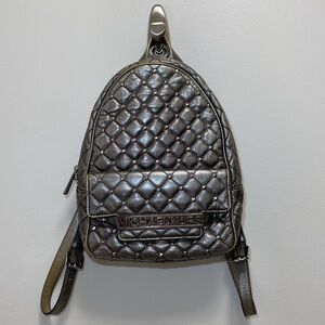 MICHAEL Michael Kors - Gunmetal Metallic Gray Leather Backpack